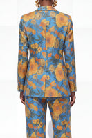 Load image into Gallery viewer, Blue Floral 2 Piece Notched Lapel Single Breasted Business Suits with Pockets