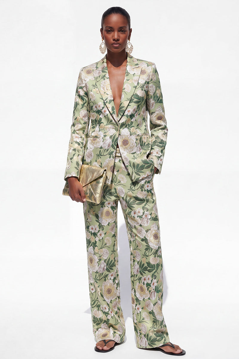 Load image into Gallery viewer, Blue Floral 2 Piece Notched Lapel Single Breasted Business Suits with Pockets