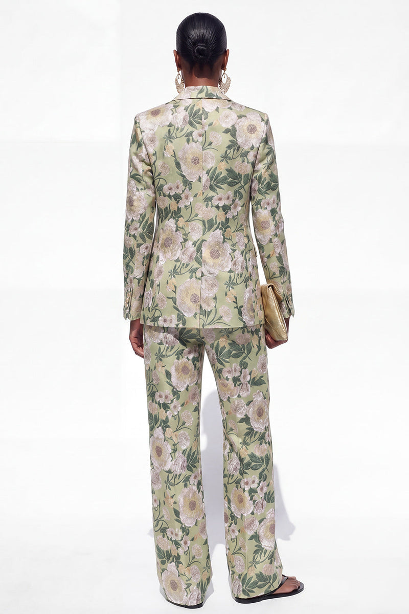 Load image into Gallery viewer, Blue Floral 2 Piece Notched Lapel Single Breasted Business Suits with Pockets