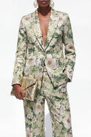 Load image into Gallery viewer, Blue Floral 2 Piece Notched Lapel Single Breasted Business Suits with Pockets
