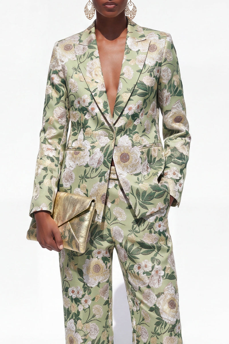 Load image into Gallery viewer, Blue Floral 2 Piece Notched Lapel Single Breasted Business Suits with Pockets