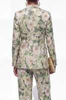 Load image into Gallery viewer, Blue Floral 2 Piece Notched Lapel Single Breasted Business Suits with Pockets