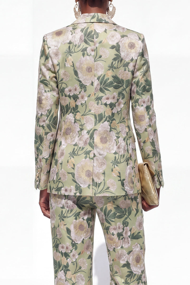 Load image into Gallery viewer, Blue Floral 2 Piece Notched Lapel Single Breasted Business Suits with Pockets