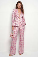Load image into Gallery viewer, 2 Piece Pink Fuchsia Flower Single Breasted Peak Lapel Business Suits with Pockets