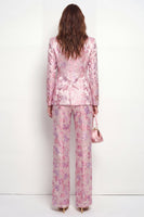 Load image into Gallery viewer, 2 Piece Pink Fuchsia Flower Single Breasted Peak Lapel Business Suits with Pockets