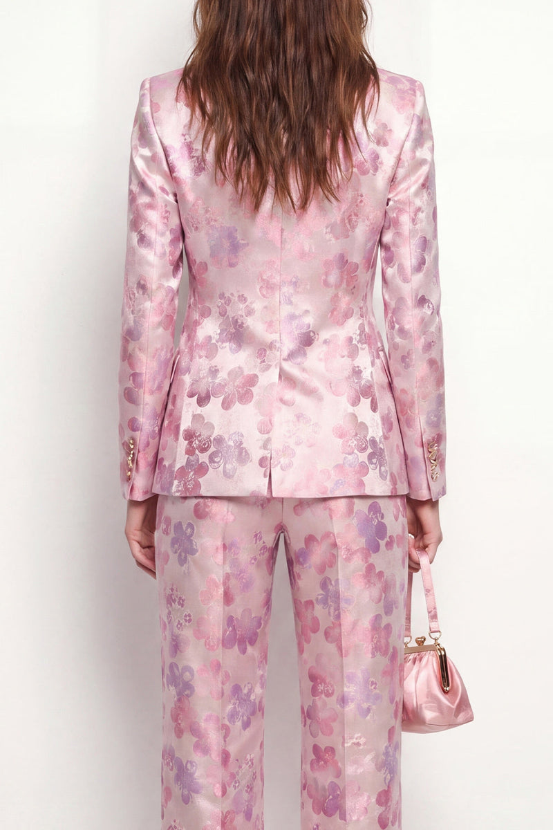 Load image into Gallery viewer, 2 Piece Pink Fuchsia Flower Single Breasted Peak Lapel Business Suits with Pockets