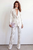 Load image into Gallery viewer, Floral White 2 Piece Single Breasted Peak Lapel Business Suits