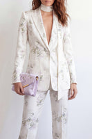 Load image into Gallery viewer, Floral White 2 Piece Single Breasted Peak Lapel Business Suits