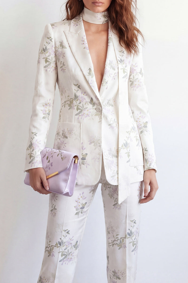 Load image into Gallery viewer, Floral White 2 Piece Single Breasted Peak Lapel Business Suits