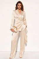 Load image into Gallery viewer, Champagne 2 Piece Ruched Peak Lapel Business Suits with Sash
