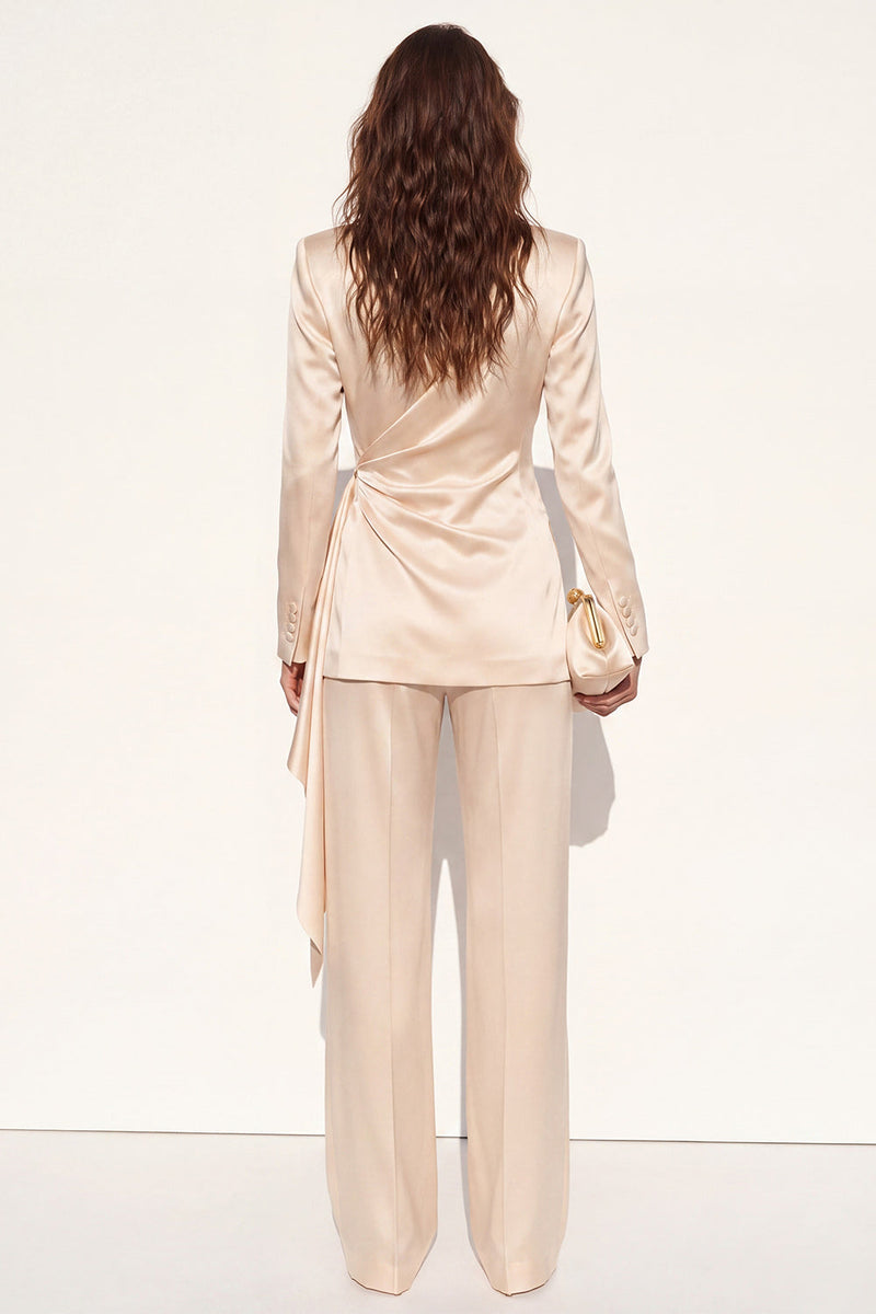 Load image into Gallery viewer, Champagne 2 Piece Ruched Peak Lapel Business Suits with Sash