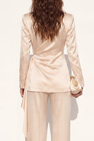 Load image into Gallery viewer, Champagne 2 Piece Ruched Peak Lapel Business Suits with Sash