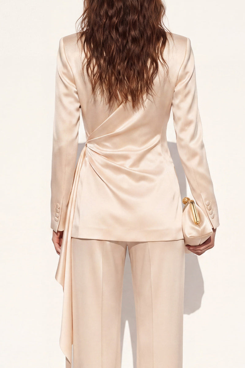 Load image into Gallery viewer, Champagne 2 Piece Ruched Peak Lapel Business Suits with Sash
