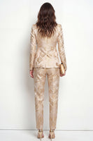Load image into Gallery viewer, Floral Golden 2 Piece Peak Lapel Single Breasted Business Suits with Pockets