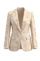 Load image into Gallery viewer, Floral Golden 2 Piece Peak Lapel Single Breasted Business Suits with Pockets