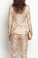Load image into Gallery viewer, Floral Golden 2 Piece Peak Lapel Single Breasted Business Suits with Pockets