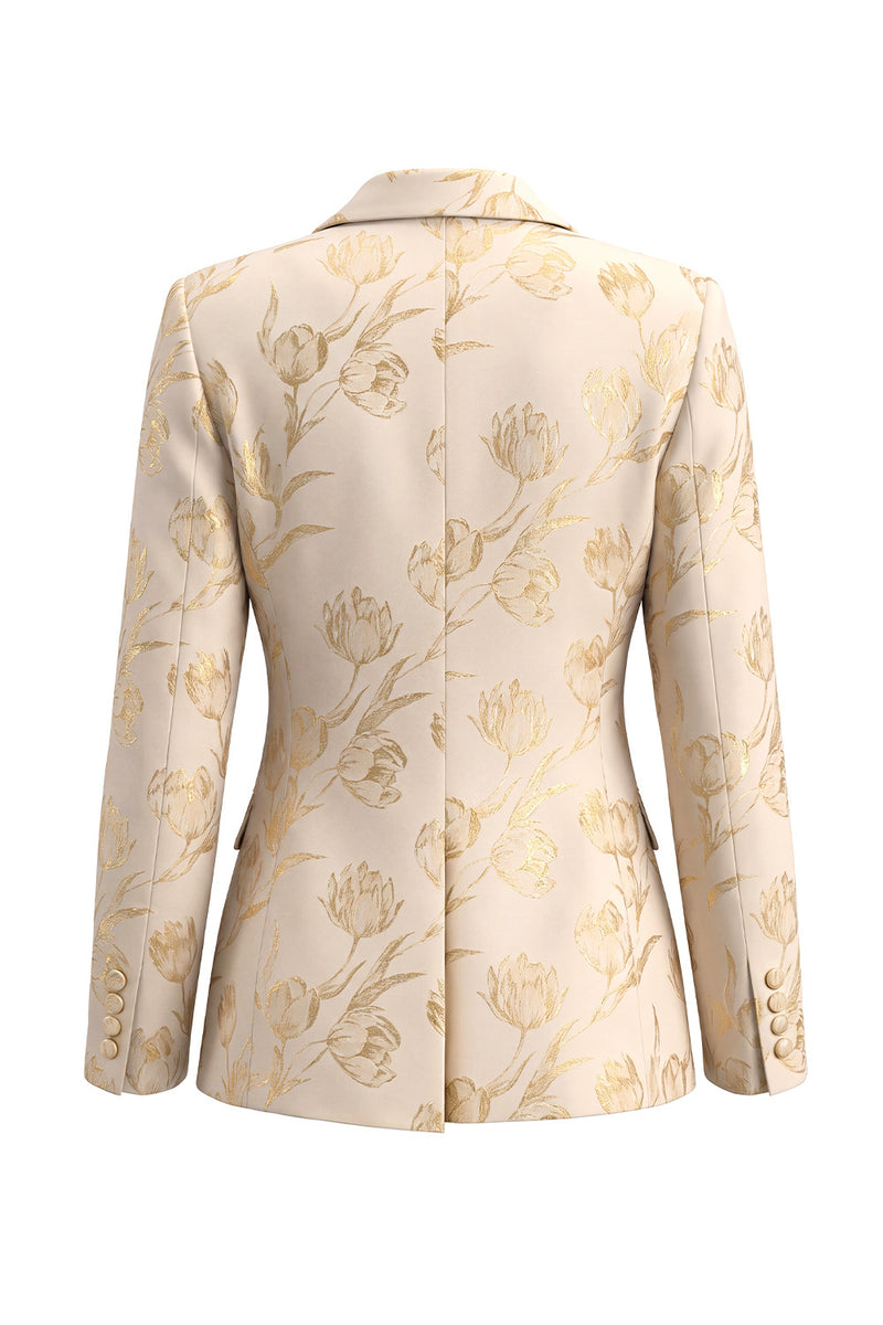 Load image into Gallery viewer, Floral Golden 2 Piece Peak Lapel Single Breasted Business Suits with Pockets