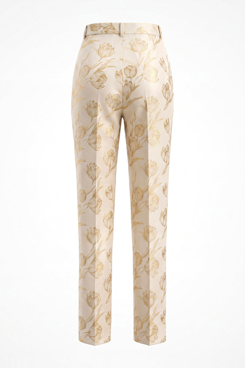 Load image into Gallery viewer, Floral Golden 2 Piece Peak Lapel Single Breasted Business Suits with Pockets
