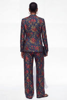 Load image into Gallery viewer, Black Floral 2 Piece Peak Lapel Single Breasted Business Suits with Pockets