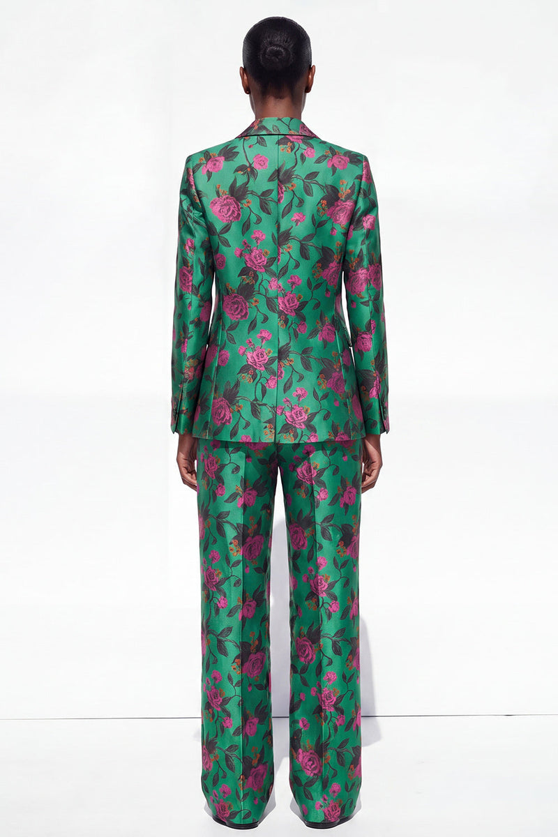 Load image into Gallery viewer, Black Floral 2 Piece Peak Lapel Single Breasted Business Suits with Pockets