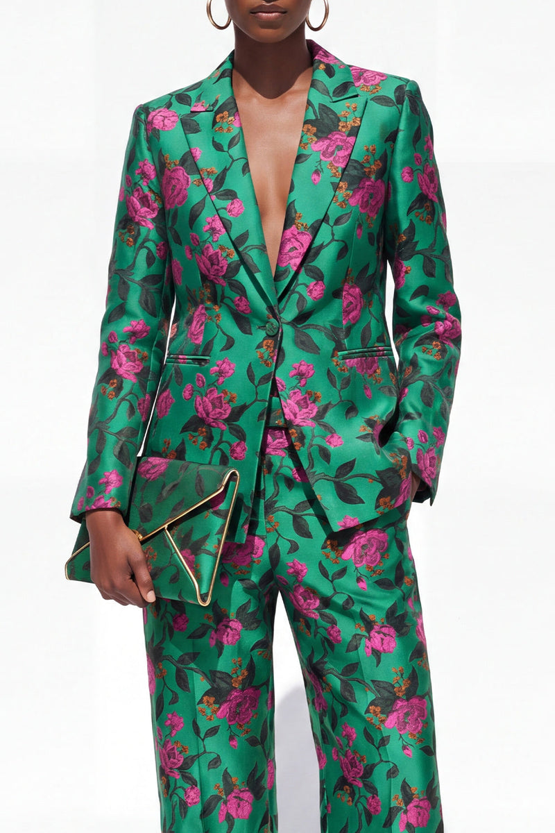 Load image into Gallery viewer, Black Floral 2 Piece Peak Lapel Single Breasted Business Suits with Pockets