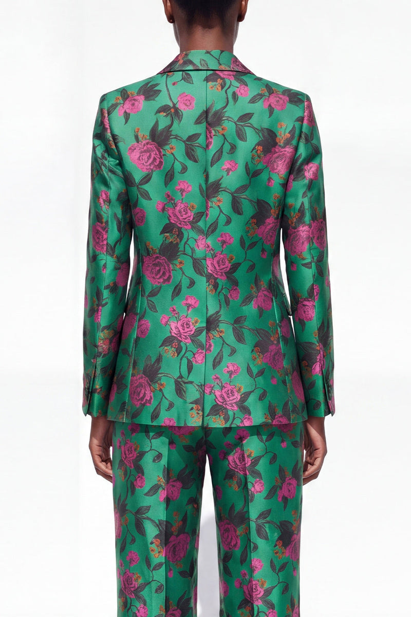 Load image into Gallery viewer, Black Floral 2 Piece Peak Lapel Single Breasted Business Suits with Pockets