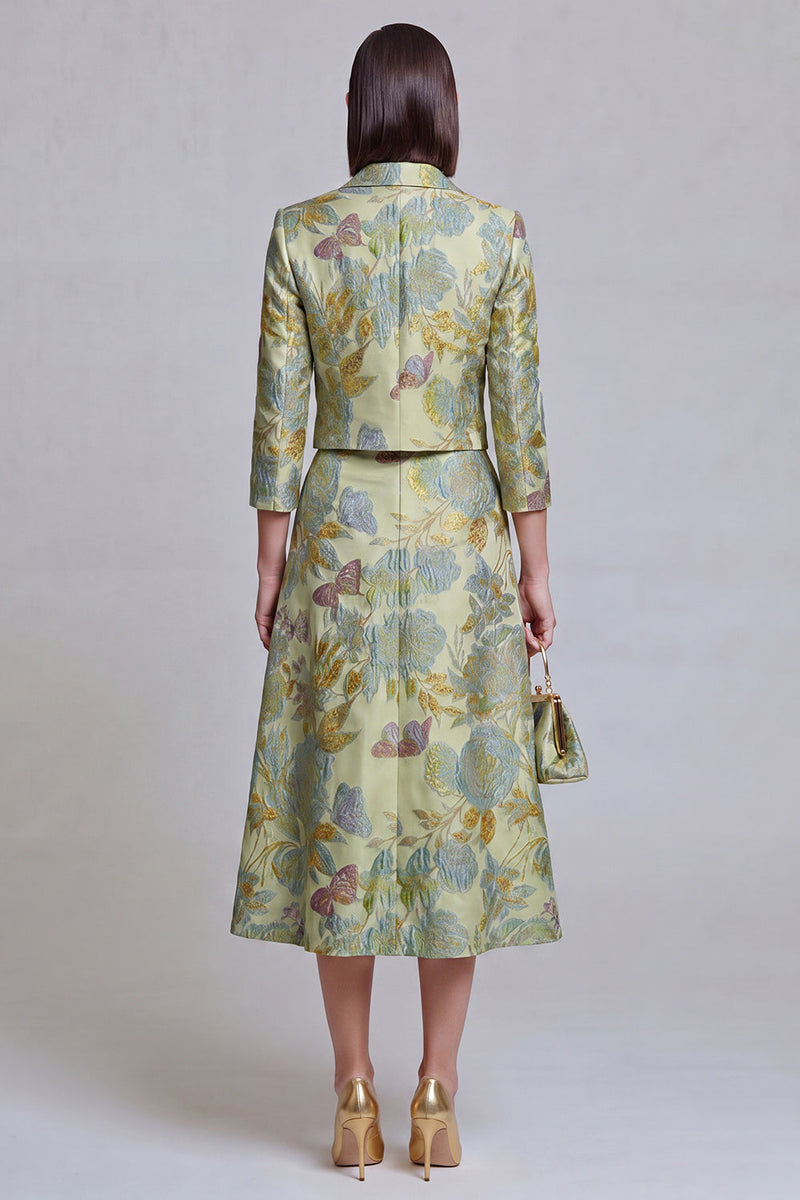 Load image into Gallery viewer, Sage Green Floral Notched Lapel 2 Piece Prom Suits with Pockets