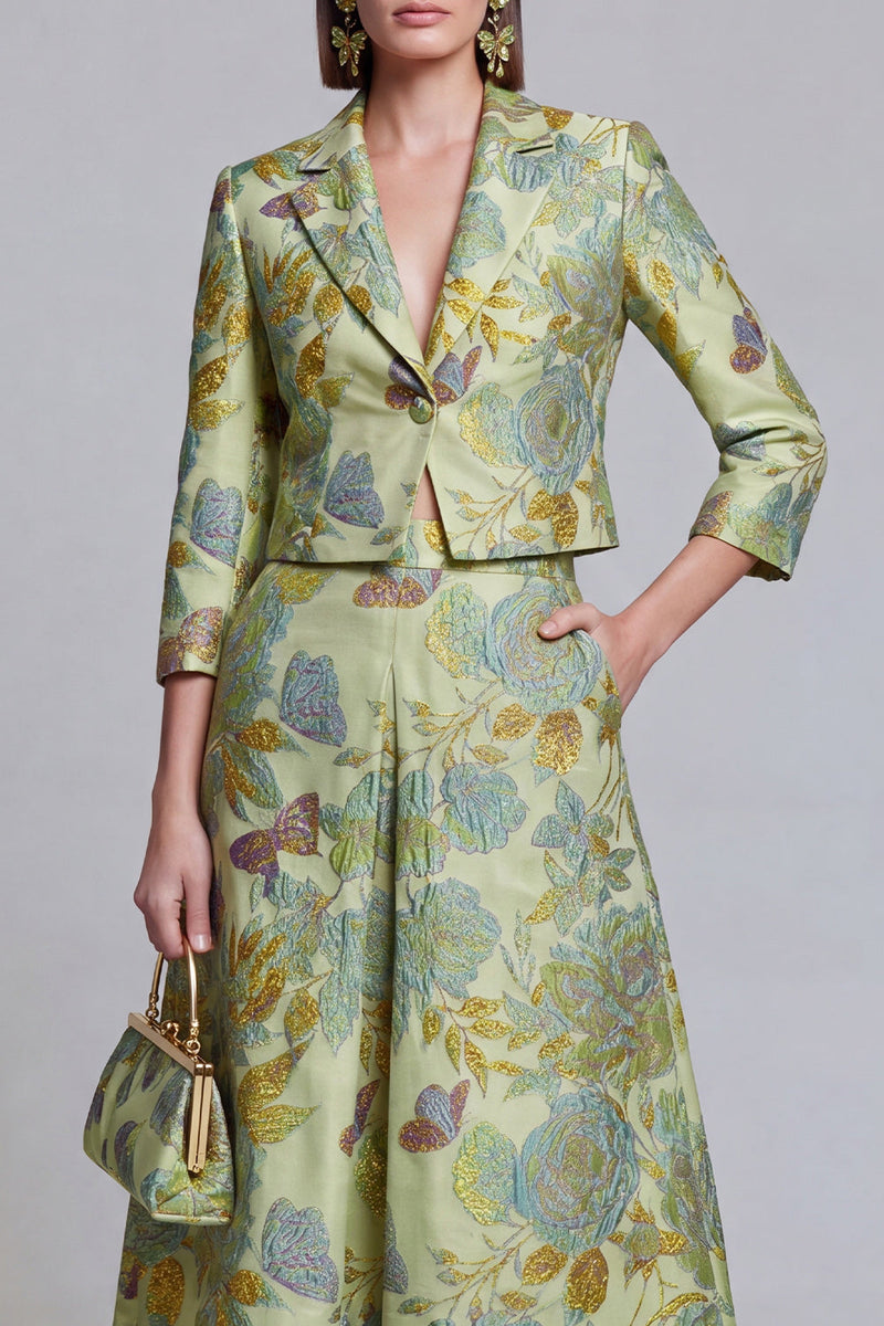 Load image into Gallery viewer, Sage Green Floral Notched Lapel 2 Piece Prom Suits with Pockets