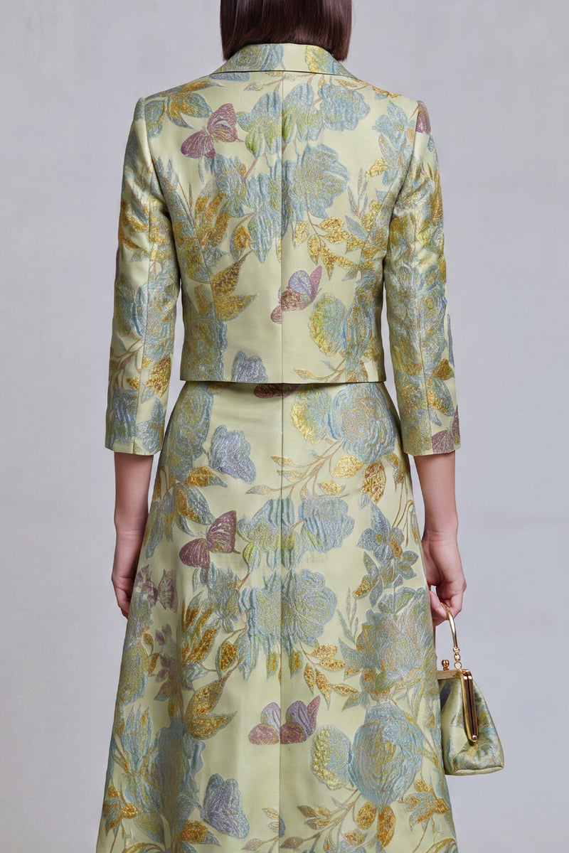 Load image into Gallery viewer, Sage Green Floral Notched Lapel 2 Piece Prom Suits with Pockets