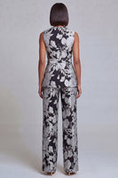 Load image into Gallery viewer, 2 Piece Floral Navy Pink V-Neck Prom Suits