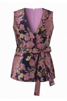Load image into Gallery viewer, 2 Piece Floral Navy Pink V-Neck Prom Suits