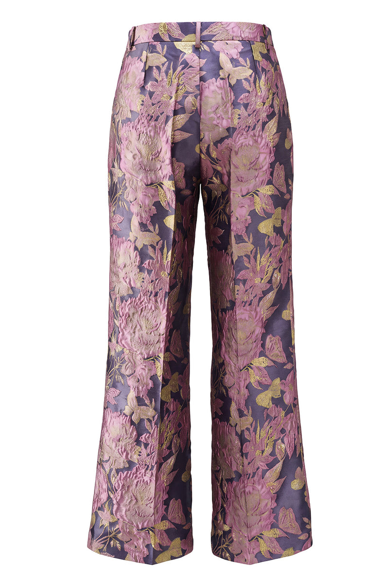 Load image into Gallery viewer, 2 Piece Floral Navy Pink V-Neck Prom Suits