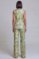 Load image into Gallery viewer, 2 Piece Floral Navy Pink V-Neck Prom Suits