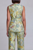 Load image into Gallery viewer, 2 Piece Floral Navy Pink V-Neck Prom Suits