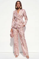 Load image into Gallery viewer, 2 Piece Floral Blush Peak Lapel Double Breasted Prom Suits with Pockets
