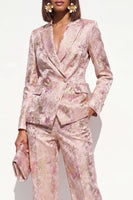 Load image into Gallery viewer, 2 Piece Floral Blush Peak Lapel Double Breasted Prom Suits with Pockets