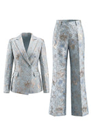Load image into Gallery viewer, 2 Piece Floral Blush Peak Lapel Double Breasted Prom Suits with Pockets