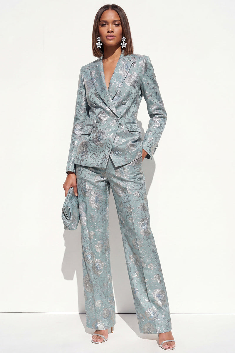 Load image into Gallery viewer, 2 Piece Floral Blush Peak Lapel Double Breasted Prom Suits with Pockets