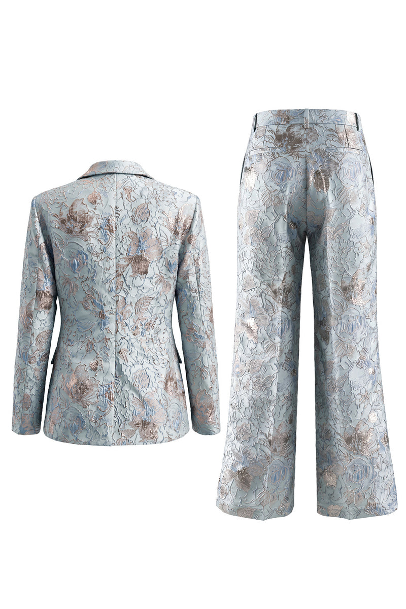 Load image into Gallery viewer, 2 Piece Floral Blush Peak Lapel Double Breasted Prom Suits with Pockets