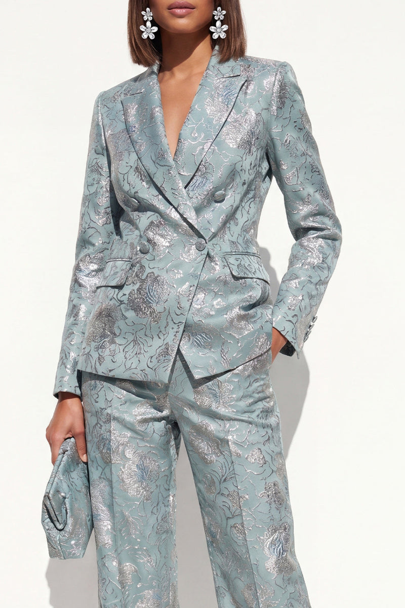 Load image into Gallery viewer, 2 Piece Floral Blush Peak Lapel Double Breasted Prom Suits with Pockets
