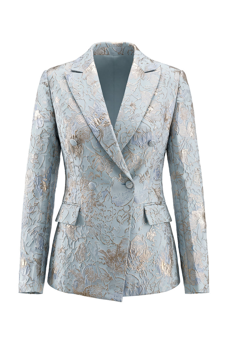 Load image into Gallery viewer, 2 Piece Floral Blush Peak Lapel Double Breasted Prom Suits with Pockets