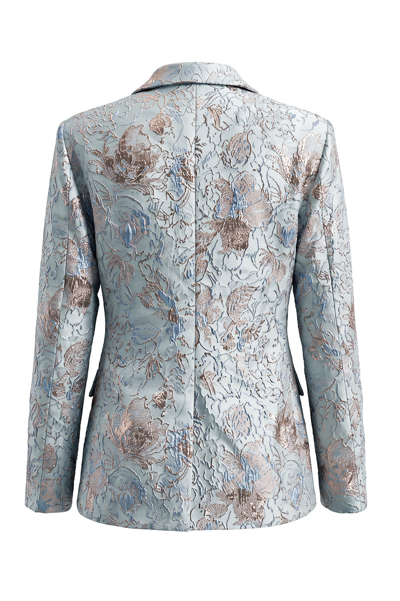 Load image into Gallery viewer, 2 Piece Floral Blush Peak Lapel Double Breasted Prom Suits with Pockets