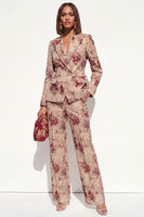 Load image into Gallery viewer, 2 Piece Floral Blush Peak Lapel Double Breasted Prom Suits with Pockets