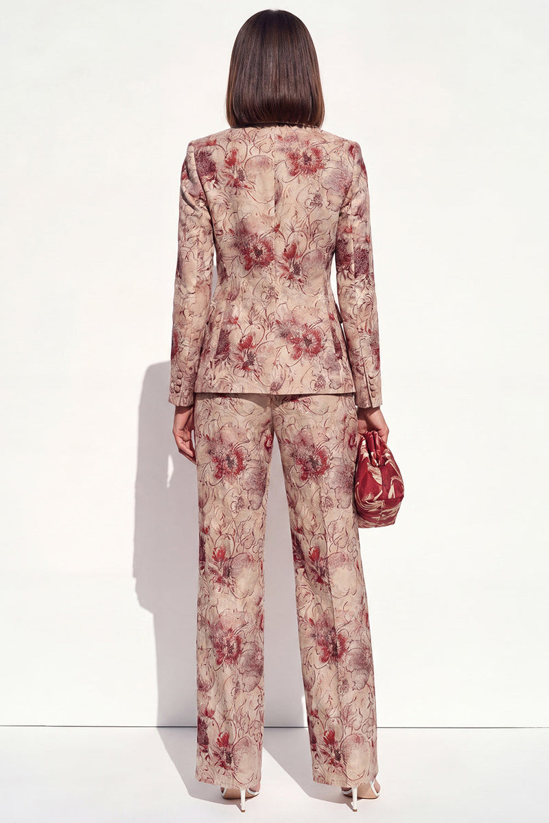 Load image into Gallery viewer, 2 Piece Floral Blush Peak Lapel Double Breasted Prom Suits with Pockets