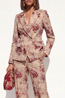 Load image into Gallery viewer, 2 Piece Floral Blush Peak Lapel Double Breasted Prom Suits with Pockets