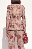 Load image into Gallery viewer, 2 Piece Floral Blush Peak Lapel Double Breasted Prom Suits with Pockets