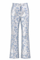 Load image into Gallery viewer, 2 Piece Floral Dusty Blue Peak Lapel Double Breasted Prom Suits