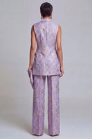 Load image into Gallery viewer, 2 Piece Floral Dusty Blue Peak Lapel Double Breasted Prom Suits