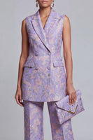 Load image into Gallery viewer, 2 Piece Floral Dusty Blue Peak Lapel Double Breasted Prom Suits