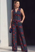 Load image into Gallery viewer, Navy 2 Piece Double Breasted V-Neck Prom Suits with Pockets